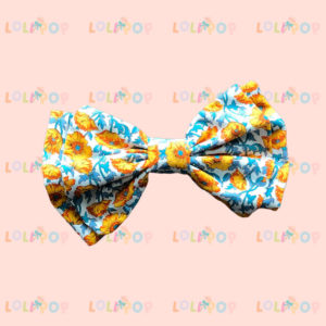 MOÑO DOBLE FLOR AZUL Y AMARILLO