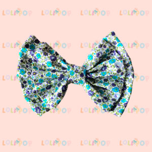 MOÑO DOBLE FLOR MORADO Y VERDE