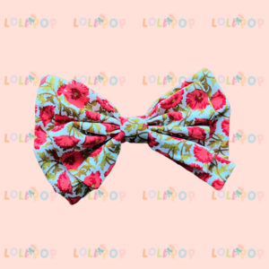 MOÑO DOBLE FLOR ROJO Y VERDE