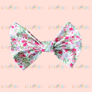 MOÑO SENCILLO FLOREADO COLOR ROSA