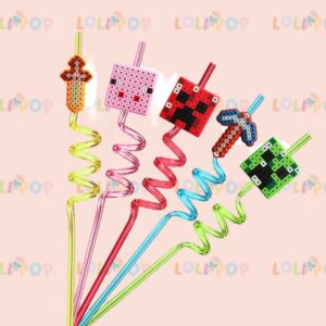 POPOTES MINECRAFT Y  FIGURITAS DECORATIVAS (5 PZAS)