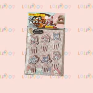 FOODPICKS ROSAS KITTY, KUROMI Y MY MELODY